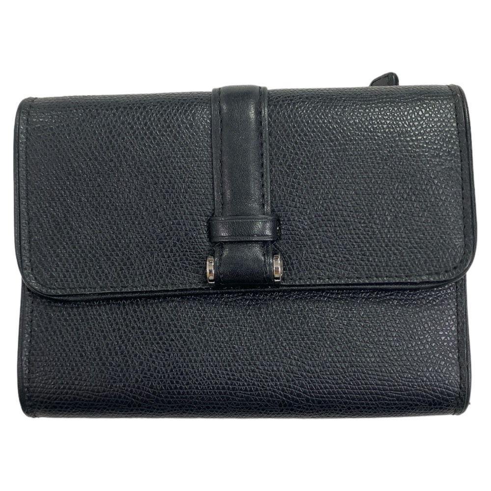 Tumi Black Pebbled Leather Trifold Wallet with Silver Hardware